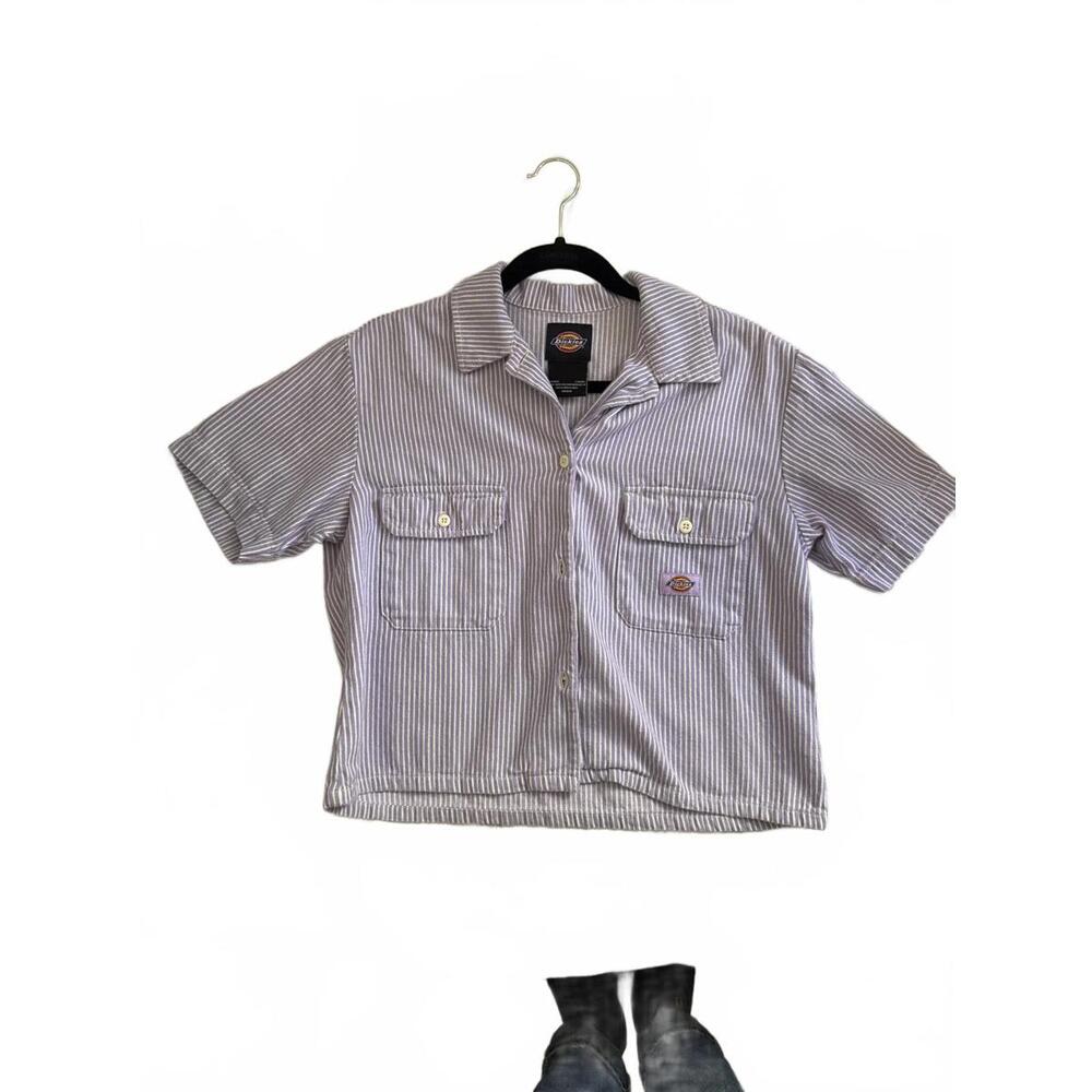 100% cotton Dickies Striped Short Sleeve Button Up